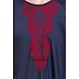 Embroidered Umbrella cut Nida abaya- Navy blue-Red